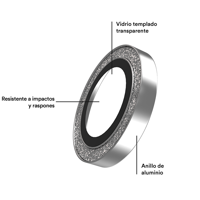 Protectores para cámara BodyGuardz Pure 3 Silver Glitter para el iPhone 17 Pro Max/17 Pro, plateado (consulta de producto 4)