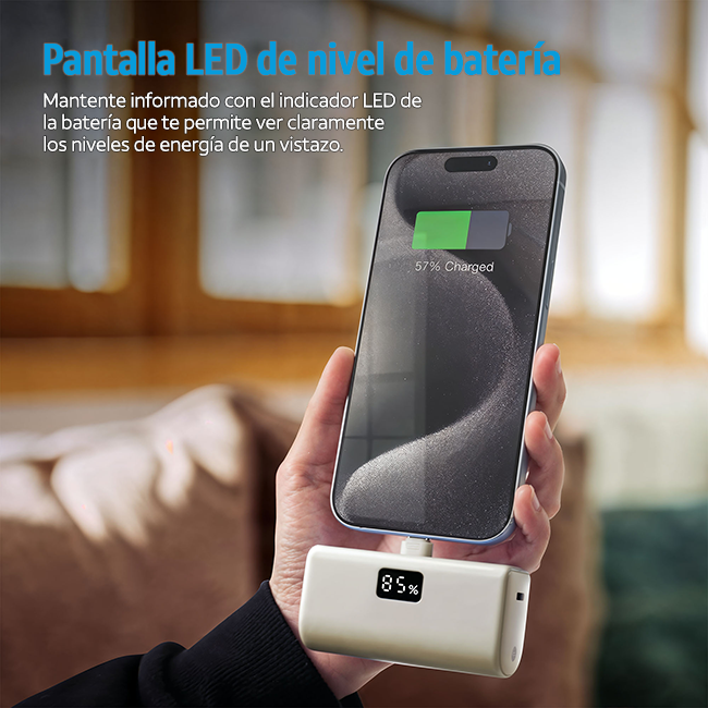 Batería tipo C AT&T Essentials 5K con soporte - Piedra (consulta de producto 5)