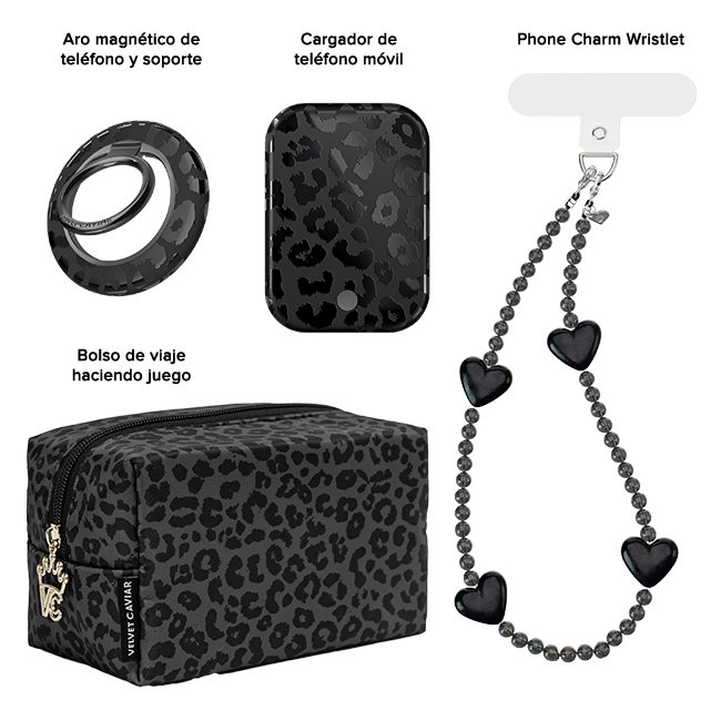 Set de regalo Velvet Caviar Black Leopard (colgante + anillo + paquete de batería + bolso), grande