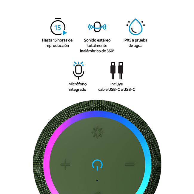 Altavoz Bluetooth portátil e inalámbrico AT&T Essentials de 15 W, pequeño, verde (consulta de producto 5)