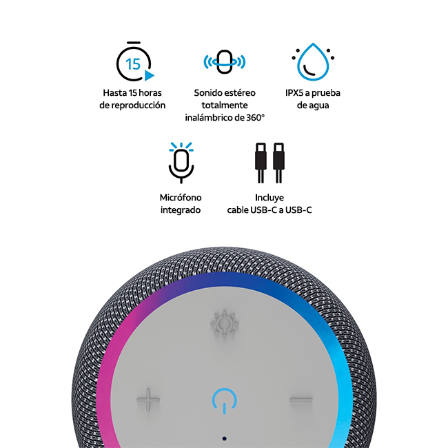 Altavoz Bluetooth portátil e inalámbrico AT&T Essentials de 15 W, pequeño - Gris (consulta de producto 6)