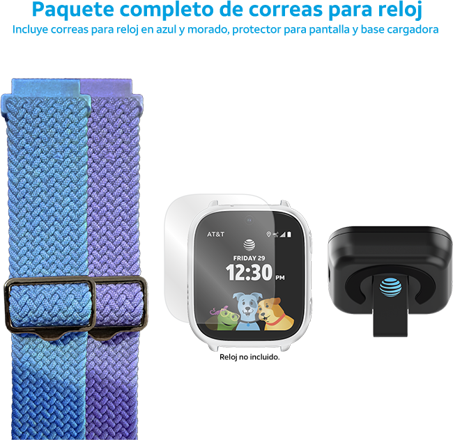 Paquete de cargador para amiGO 2 Watch con protector para pantalla y 2 correas de AT&T