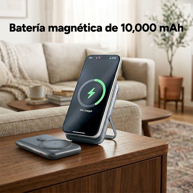 Batería complementaria magnética Zizo de 10 J con pie de apoyo y pantalla LED