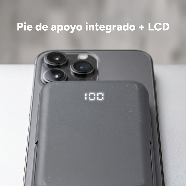 Batería complementaria magnética Zizo de 10 J con pie de apoyo y pantalla LED