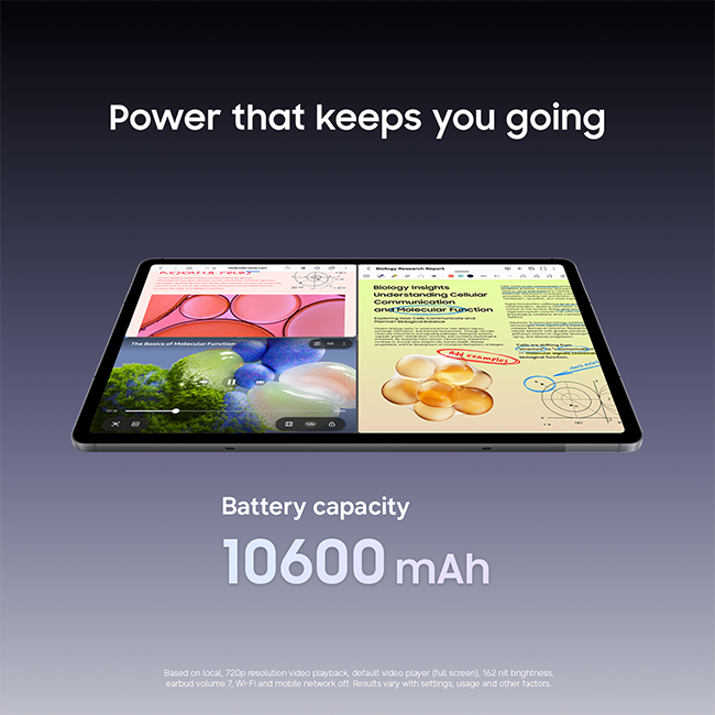 Galaxy Tab S12+ with S Pen using Gemini Notebook to organize and edit content.
