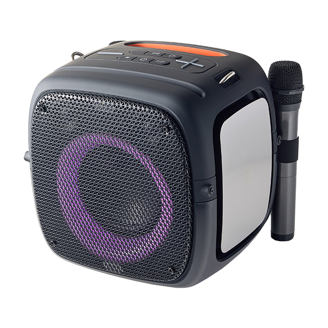 Altavoz Bluetooth para karaoke AT&T Essentials de 80 W con dos micrófonos inalámbricos + soporte