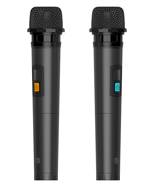 Altavoz Bluetooth para karaoke AT&T Essentials de 80 W con dos micrófonos inalámbricos + soporte