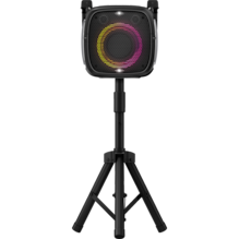 Altavoz Bluetooth para karaoke AT&T Essentials de 80 W con dos micrófonos inalámbricos + soporte