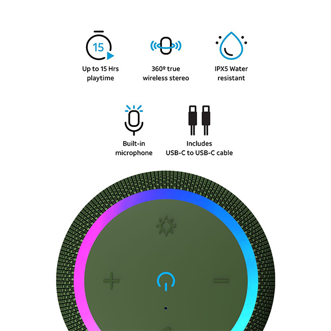 Altavoz Bluetooth portátil e inalámbrico AT&T Essentials de 15 W, pequeño