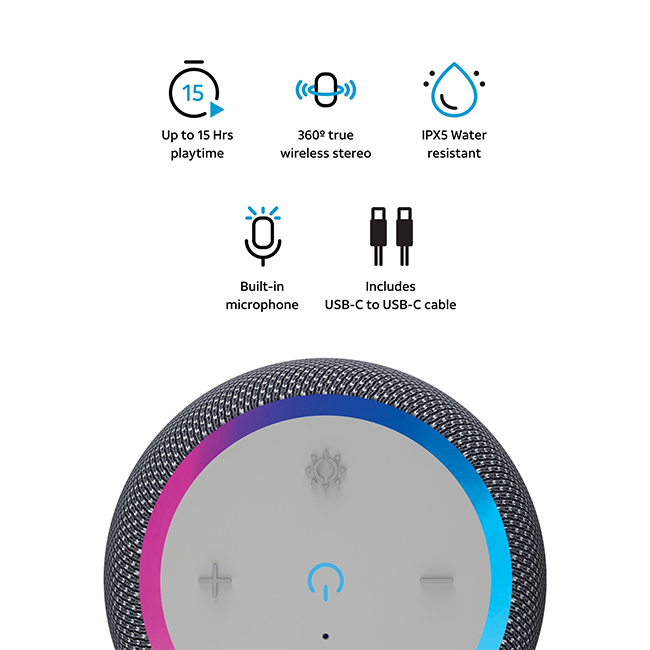 AT&T Essentials Portable Wireless 15W Small Bluetooth Speaker