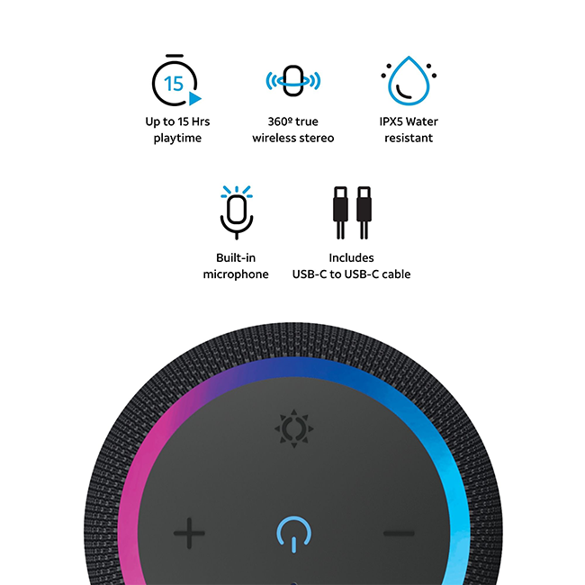 AT&T Essentials Portable Wireless 15W Small Bluetooth Speaker