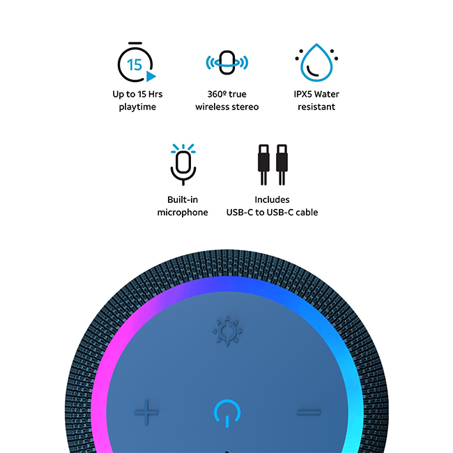 Altavoz Bluetooth portátil e inalámbrico AT&T Essentials de 15 W, pequeño