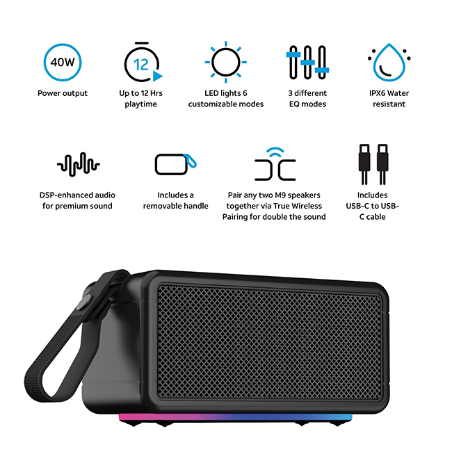 AT&T Essentials Retro 40W Bluetooth Speaker