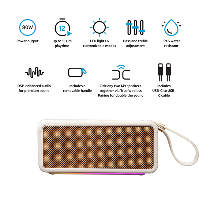 AT&T Essentials Retro 80W Bluetooth Speaker