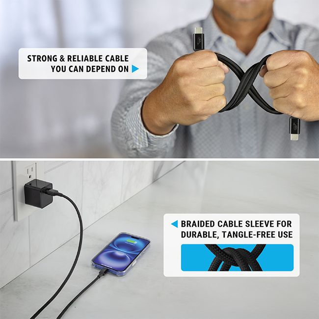 AT&T 3 Pack Braided Type C to C 2.0 Cables - 4 ft 6 ft 8 ft