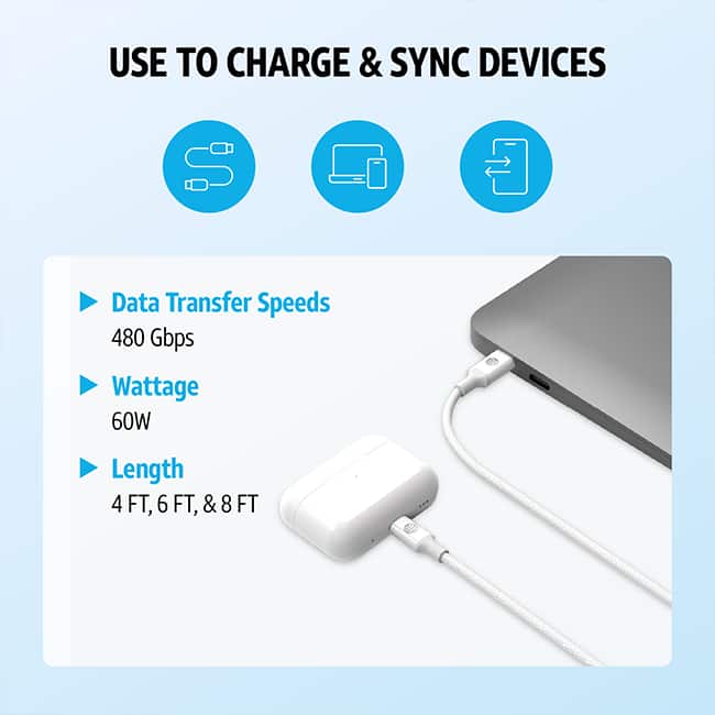 AT&T 3 Pack Braided Cables 4/6/8
