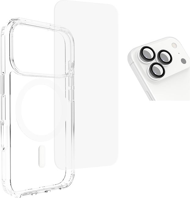 Paquete 3 en 1 AT&T Essentials de estuche, protector para pantalla y protector para cámara para el iPhone 17 Pro