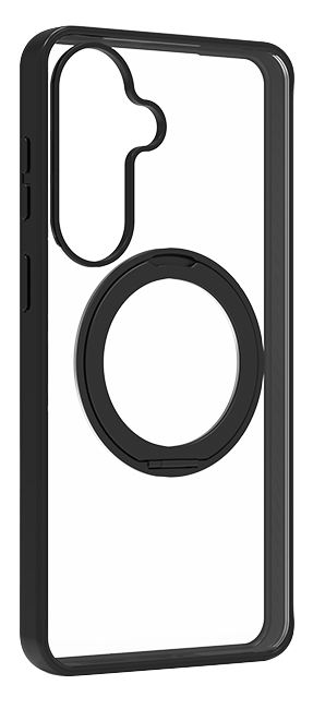 Estuche magnético con protección de refuerzo AT&T Essentials con pie de apoyo giratorio - Samsung Galaxy S26+ - Negro transparente (consulta de producto 5)