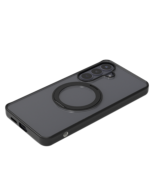 Estuche magnético con protección de refuerzo AT&T Essentials con pie de apoyo giratorio - Samsung Galaxy S26+ - Negro transparente (consulta de producto 7)
