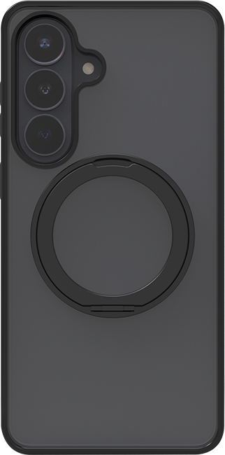 Estuche magnético con protección de refuerzo AT&T Essentials con pie de apoyo giratorio - Samsung Galaxy S26+ - Negro transparente (consulta de producto 1)