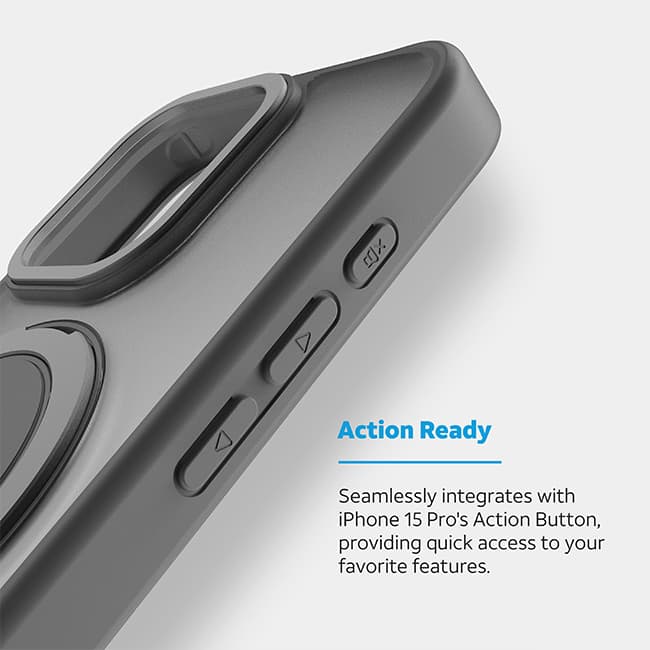 AT&T Essentials Magnetic Click Metal Rotatable Ring Kickstand Case - iPhone 15 Pro Max