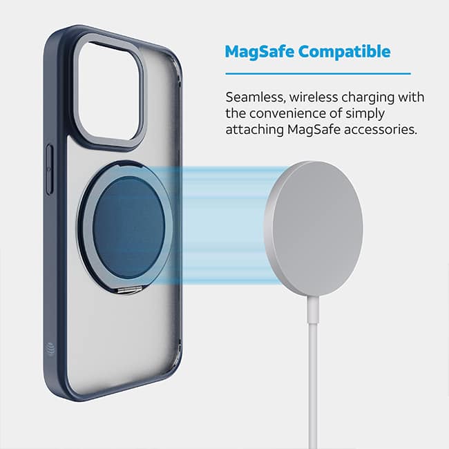 AT&T Essentials Magnetic Click Metal Rotatable Ring Kickstand Case - iPhone 15 Pro Max