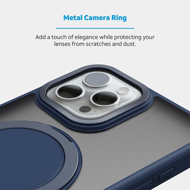 AT&T Essentials Magnetic Click Metal Rotatable Ring Kickstand Case - iPhone 15 Pro