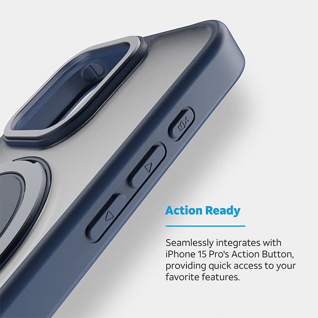 AT&T Essentials Magnetic Click Metal Rotatable Ring Kickstand Case - iPhone 15 Pro