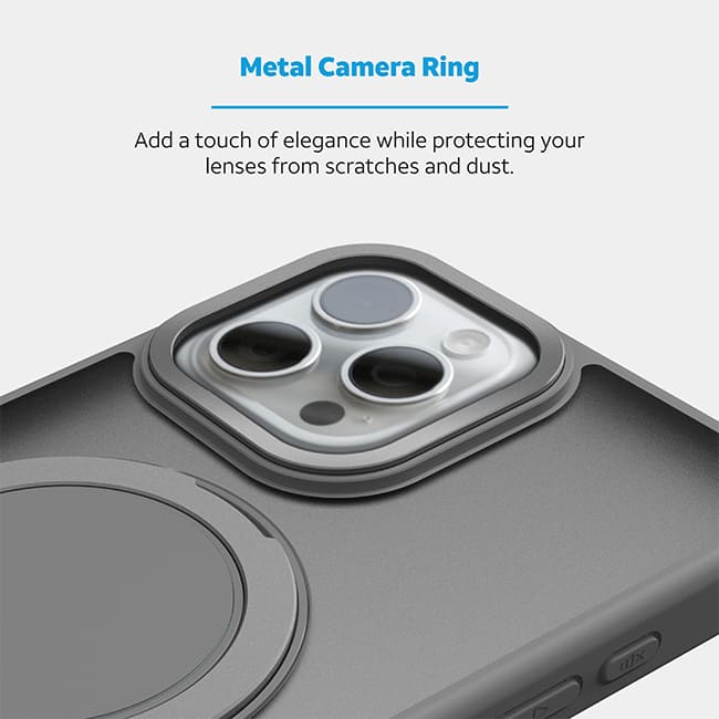 AT&T Essentials Magnetic Click Metal Rotatable Ring Kickstand Case - iPhone 15 Pro