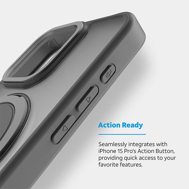 AT&T Essentials Magnetic Click Metal Rotatable Ring Kickstand Case - iPhone 15 Pro