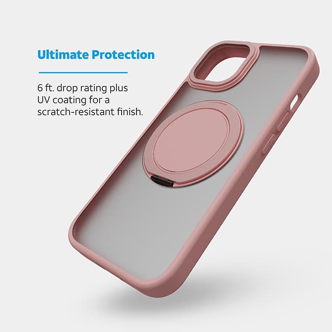 AT&T Essentials Magnetic Click Metal Rotatable Ring Kickstand Case - iPhone 15
