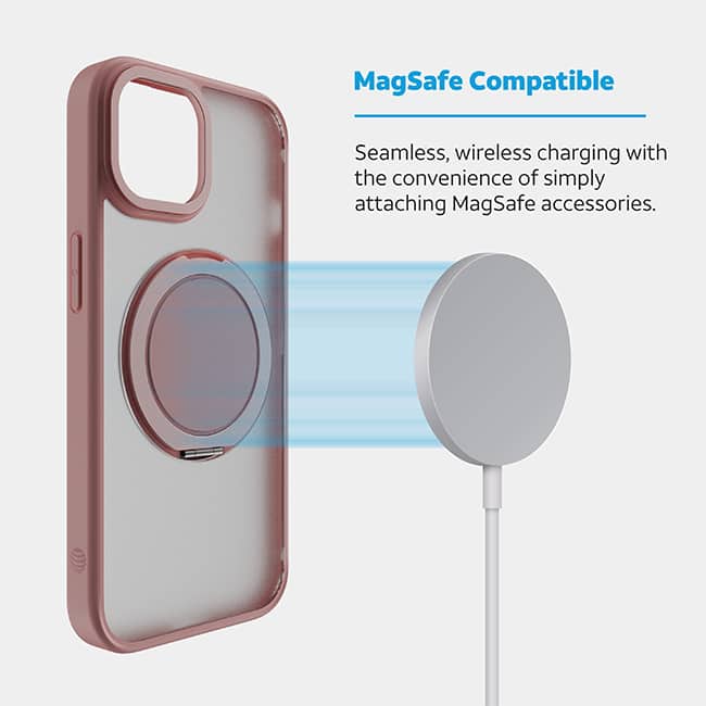 AT&T Essentials Magnetic Click Metal Rotatable Ring Kickstand Case - iPhone 15