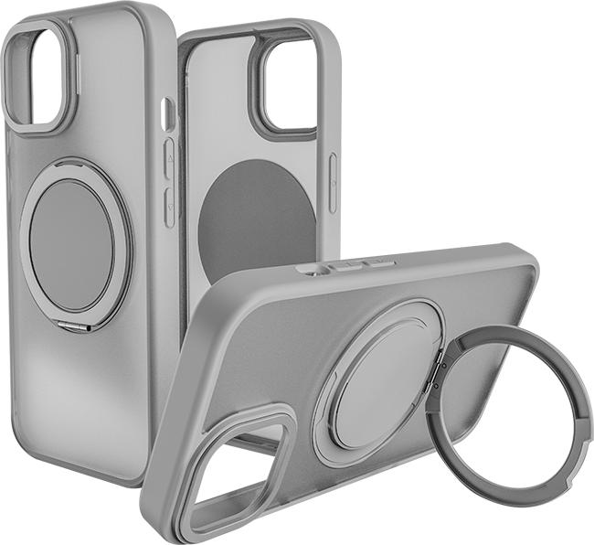 AT&T Essentials Magnetic Click Metal Rotatable Ring Kickstand Case - iPhone 15