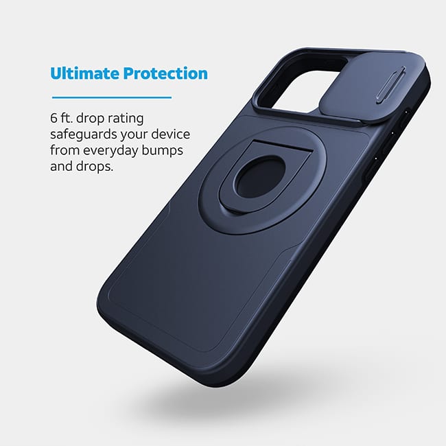 AT&T Essentials Magnetic Utility Case with Camera Cover and Kickstand + Finger Loop - iPhone 15 Pro Max