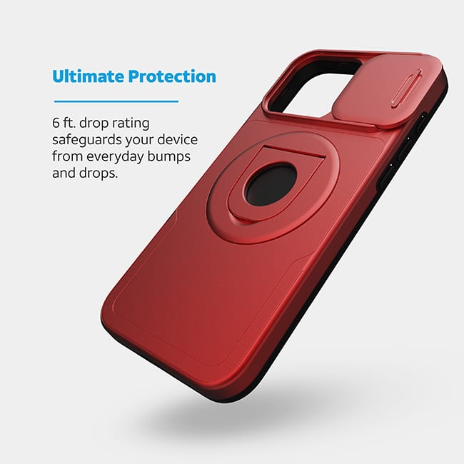 Estuche magnético profesional de AT&T Essentials con cubierta para cámara y pie de apoyo + anillo para iPhone 15 Pro Max