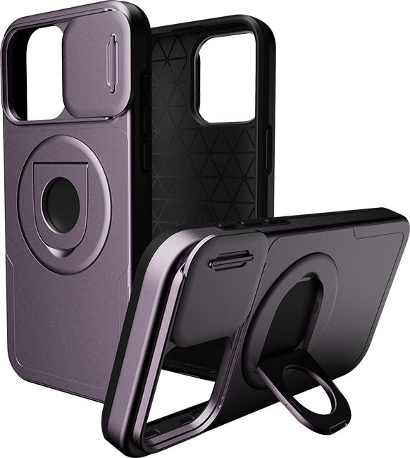 AT&T Essentials Magnetic Utility Case with Camera Cover and Kickstand + Finger Loop - iPhone 15 Pro Max