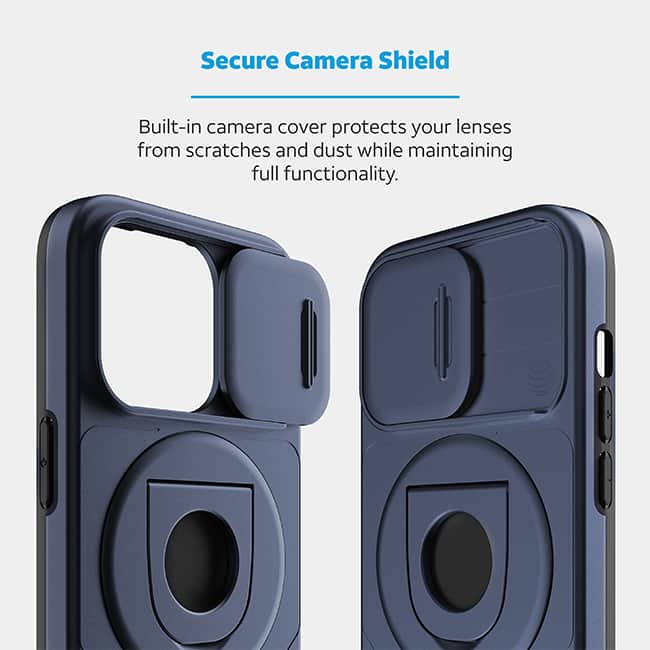 AT&T Essentials Magnetic Utility Case with Camera Cover and Kickstand + Finger Loop - iPhone 15 Pro