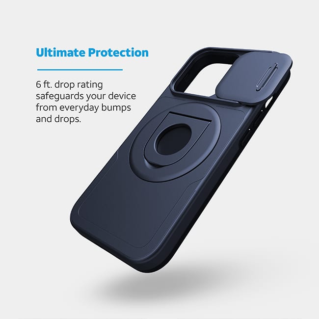 AT&T Essentials Magnetic Utility Case with Camera Cover and Kickstand + Finger Loop - iPhone 15 Pro