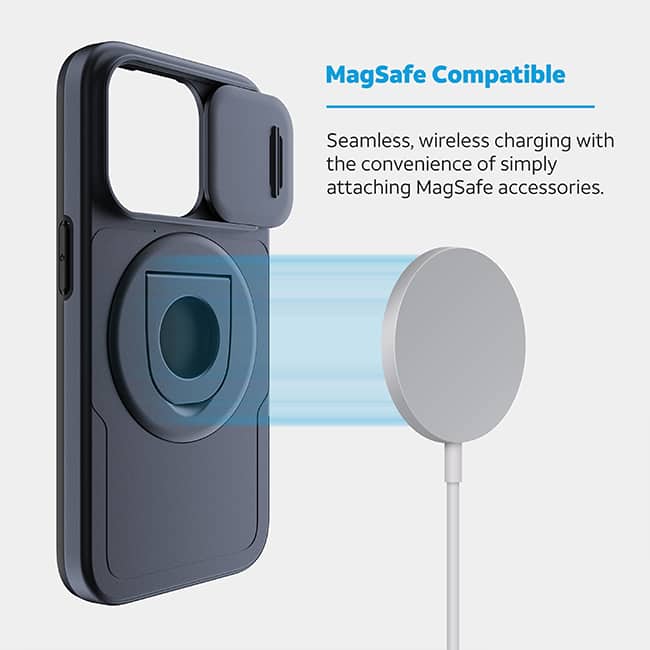 AT&T Essentials Magnetic Utility Case with Camera Cover and Kickstand + Finger Loop - iPhone 15 Pro