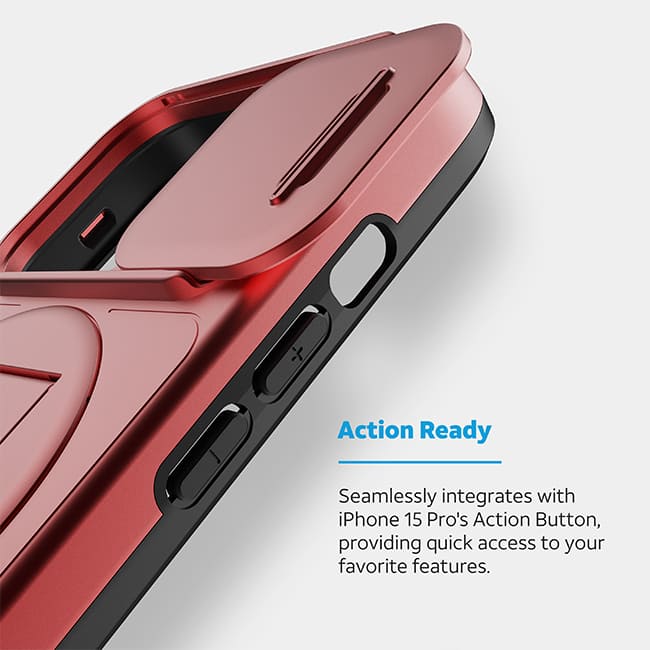 Estuche magnético profesional de AT&T Essentials con cubierta para cámara y pie de apoyo + anillo para iPhone 15 Pro