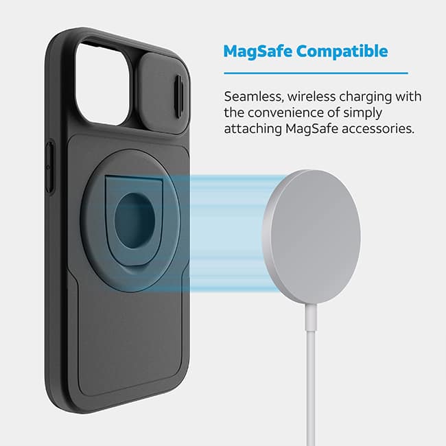 AT&T Essentials Magnetic Utility Case with Camera Cover and Kickstand + Finger Loop - iPhone 15