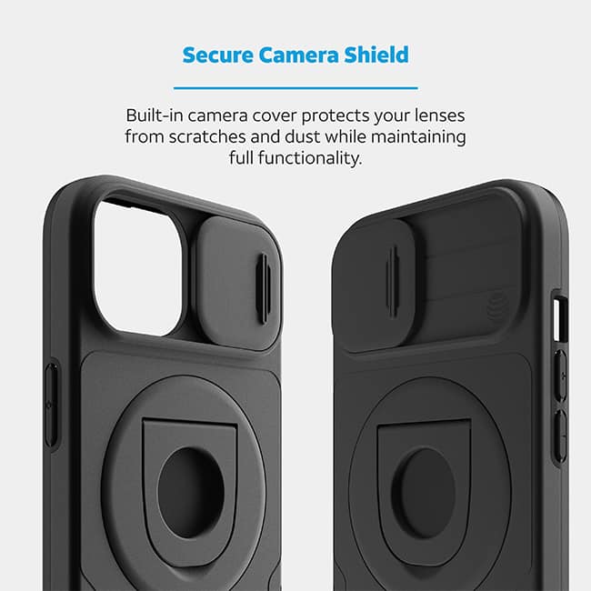AT&T Essentials Magnetic Utility Case with Camera Cover and Kickstand + Finger Loop - iPhone 15