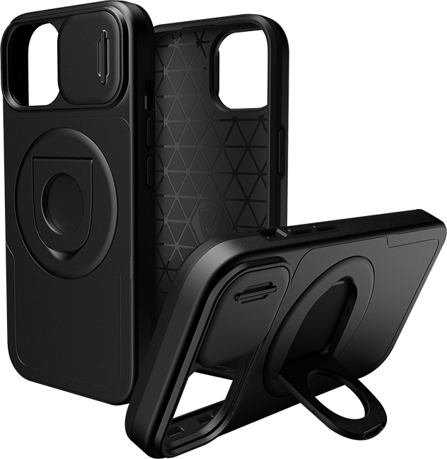 AT&T Essentials Magnetic Utility Case with Camera Cover and Kickstand + Finger Loop - iPhone 15