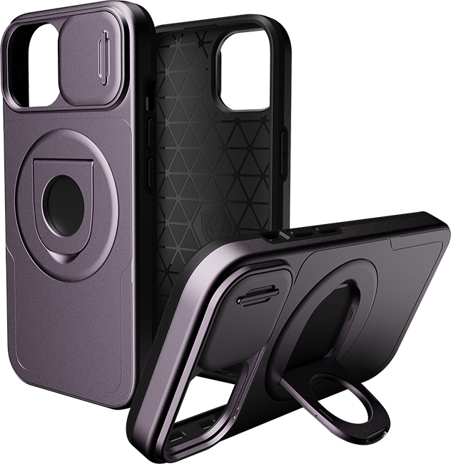 Coque Magnétique Avec Kickstand Pour IPhone 16/15/14 Pro Max - Protection 4 Coins, Finition Brillante, Support Intégré
