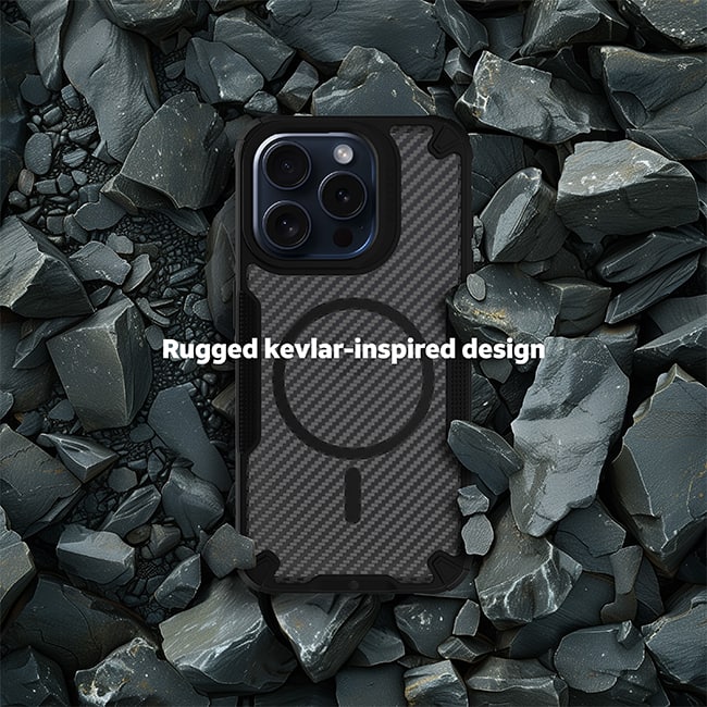 AT&T Essentials Rugged Smoke Tinted Magnetic Armor Case - iPhone 15 Pro