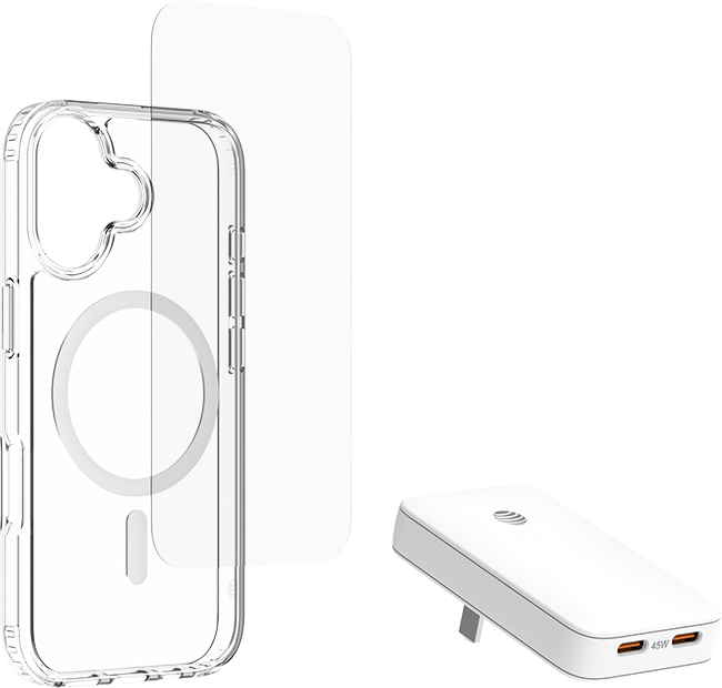 AT&T 3 in 1 Bundle MagSafe Case 45W Slim Dual Port Charger & Screen Protector - iPhone 17