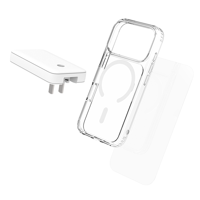 AT&T 3 in 1 Bundle MagSafe Case 65W Slim Dual Port Charger and Screen Protector - iPhone 18 Pro/17 Pro