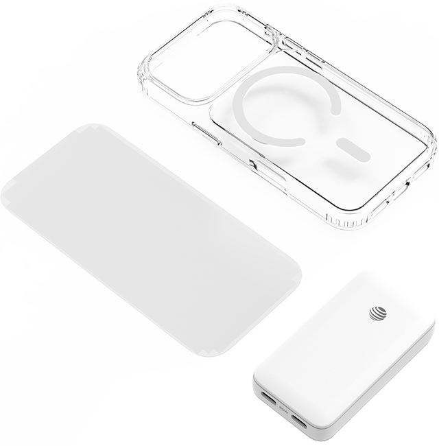 AT&T 3 in 1 Bundle MagSafe Case 65W Slim Dual Port Charger and Screen Protector - iPhone 18 Pro/17 Pro
