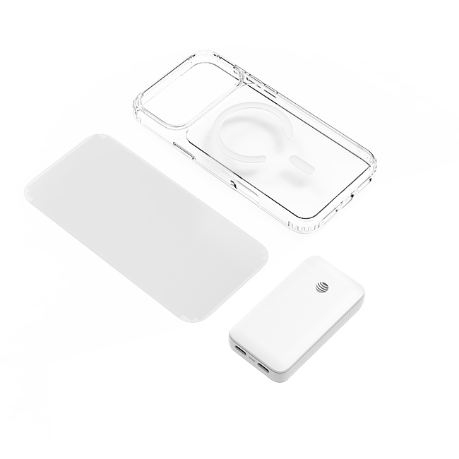 AT&T 3 in 1 Bundle MagSafe Case 65W Slim Dual Port Charger and Screen Protector - iPhone 18 Pro Max/17 Pro Max
