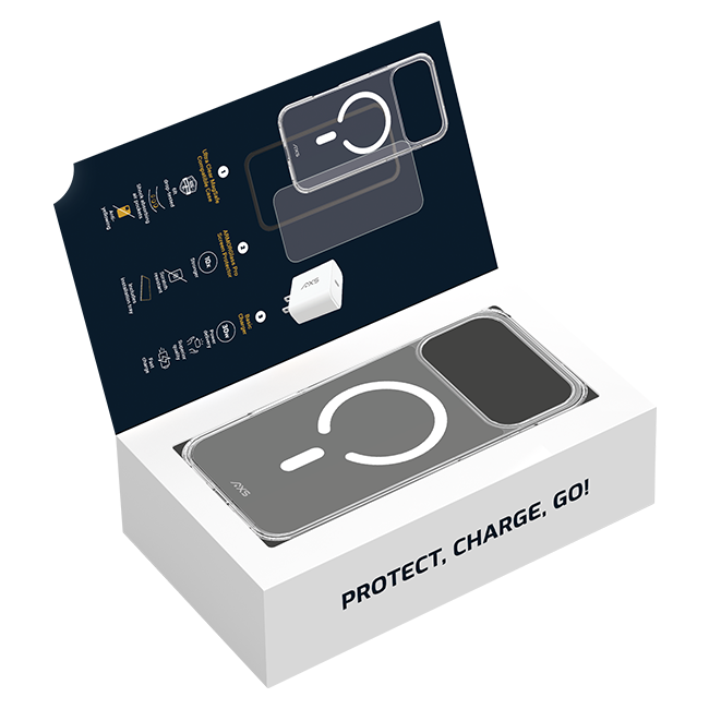 Estuche AXS Ultra + Protector para pantalla Armorglass Pro + Cargador básico de 30 W para el iPhone 17 Pro Max